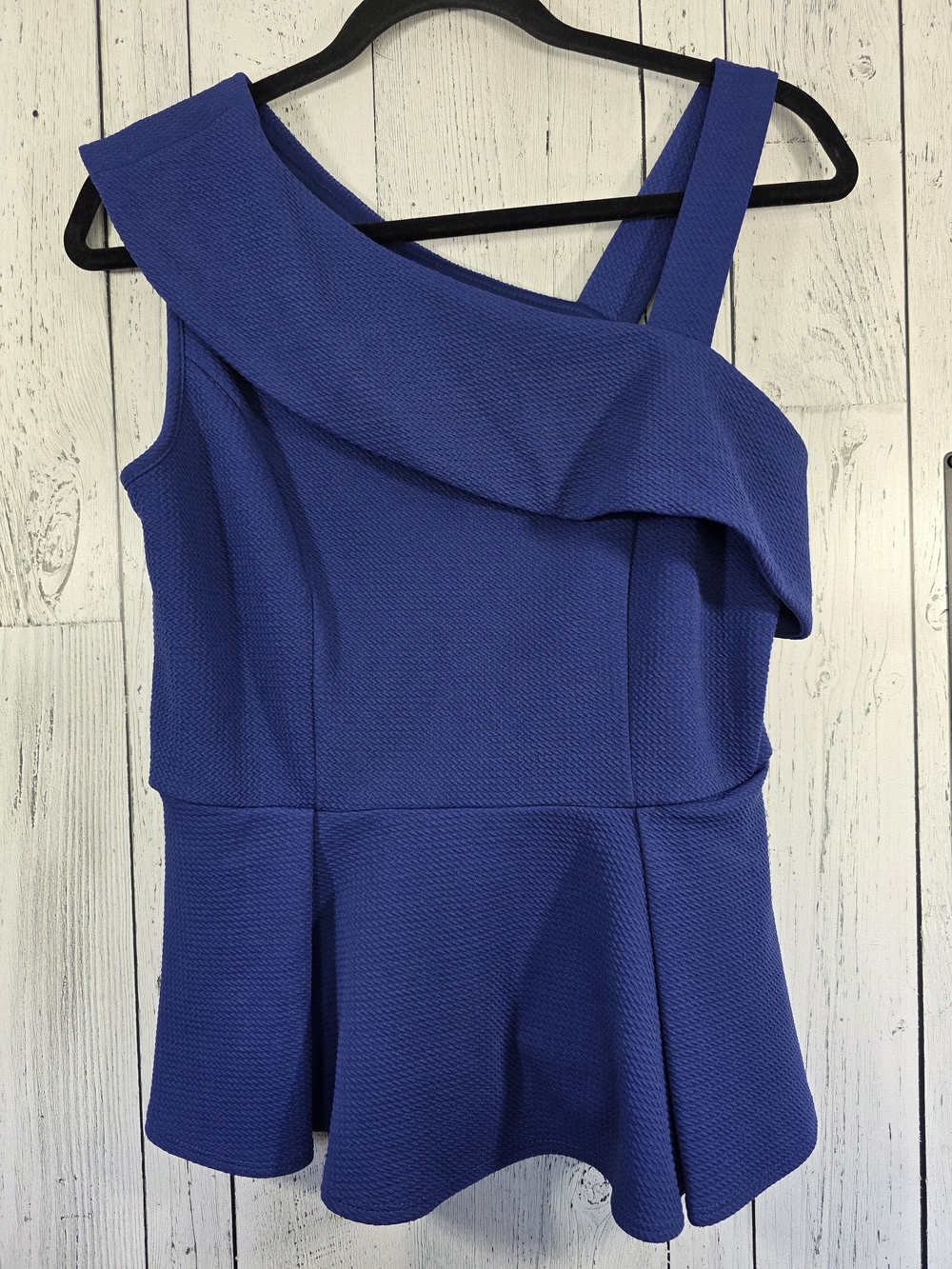 Thalia Sodi Royal Blue Asymmetrical Ruffle Peplum Top Small
